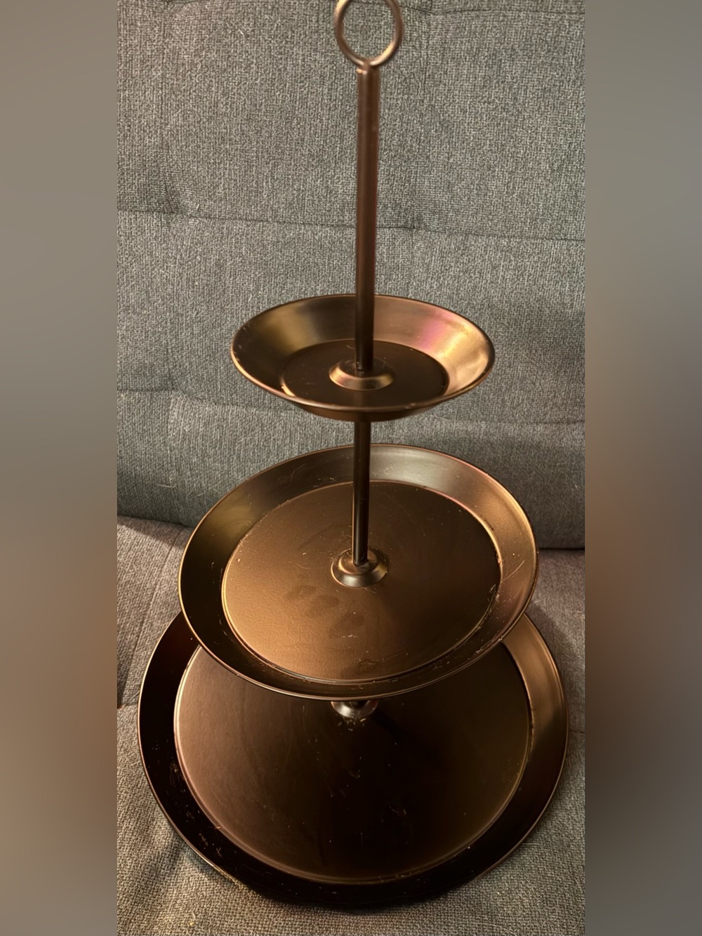 136- IKEA black metal Three-Tier Serving Stand